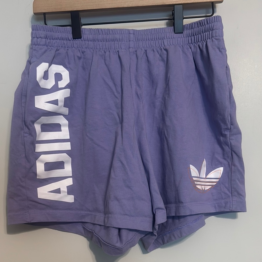 Adidas Purple Athletic Shorts Lightweight Elastic Waist